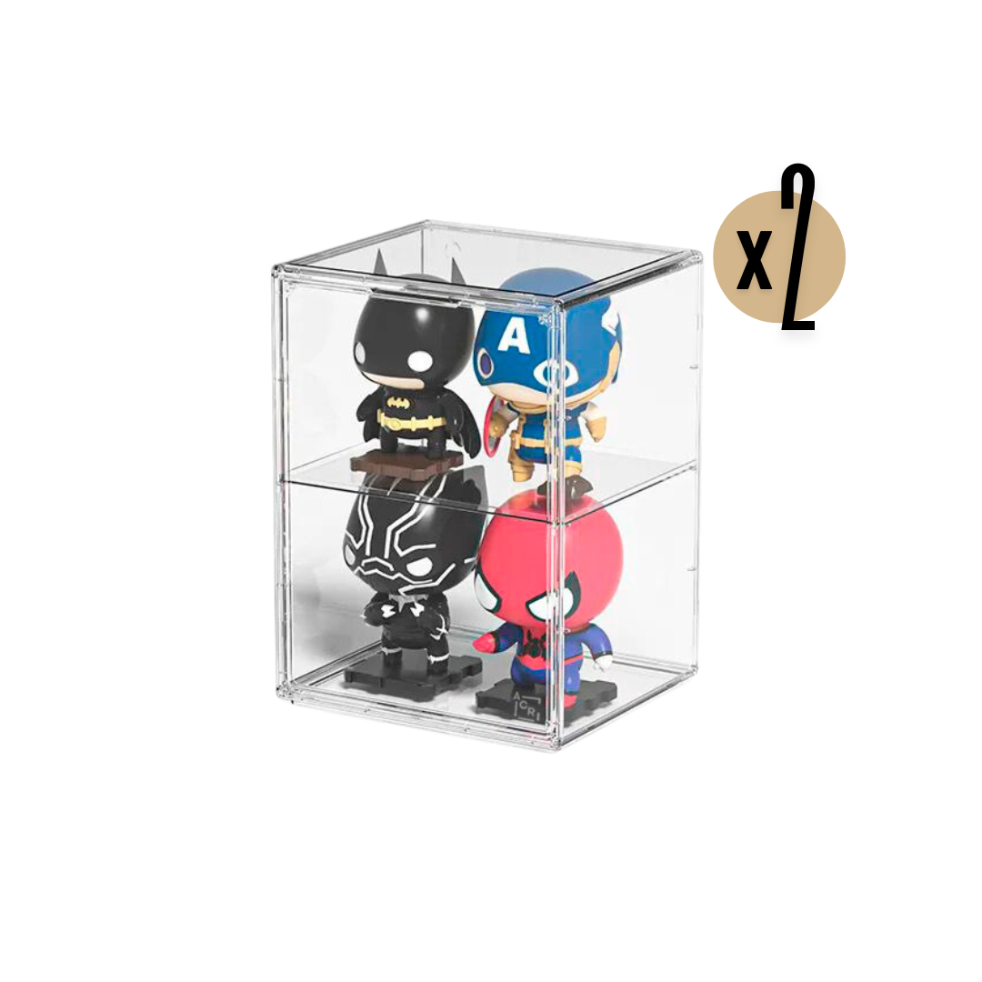 Vitrina Acrílica para Figuras x2 – 1 Piso Removible, Ideal para Funkos y Colecciones