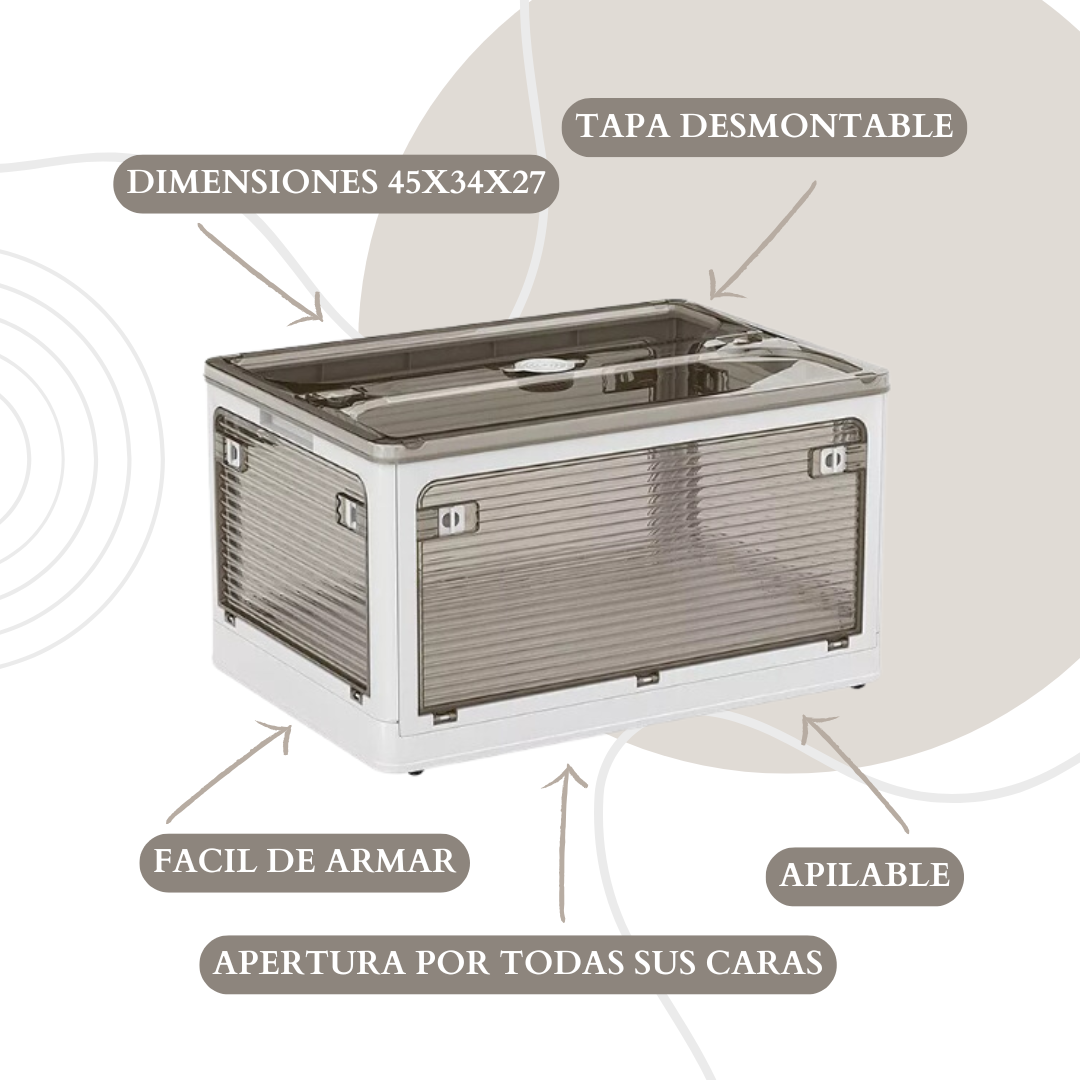 Caja Organizadora Plegable y Apilable con Ruedas – Tamaño M
