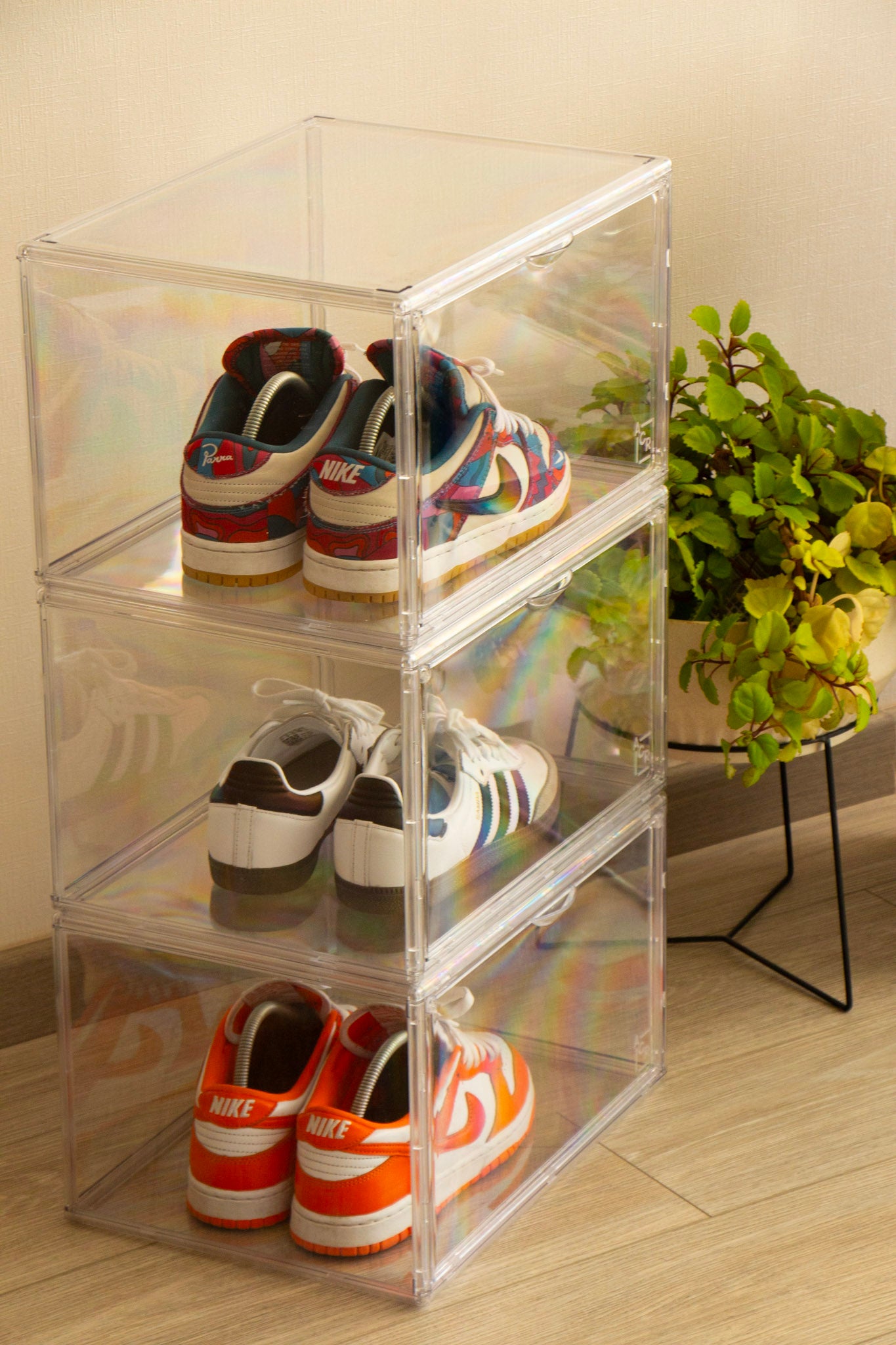 Caja para Zapatos Transparente - Organizador Apilable de Zapatillas, Tacones y Accesorios x5