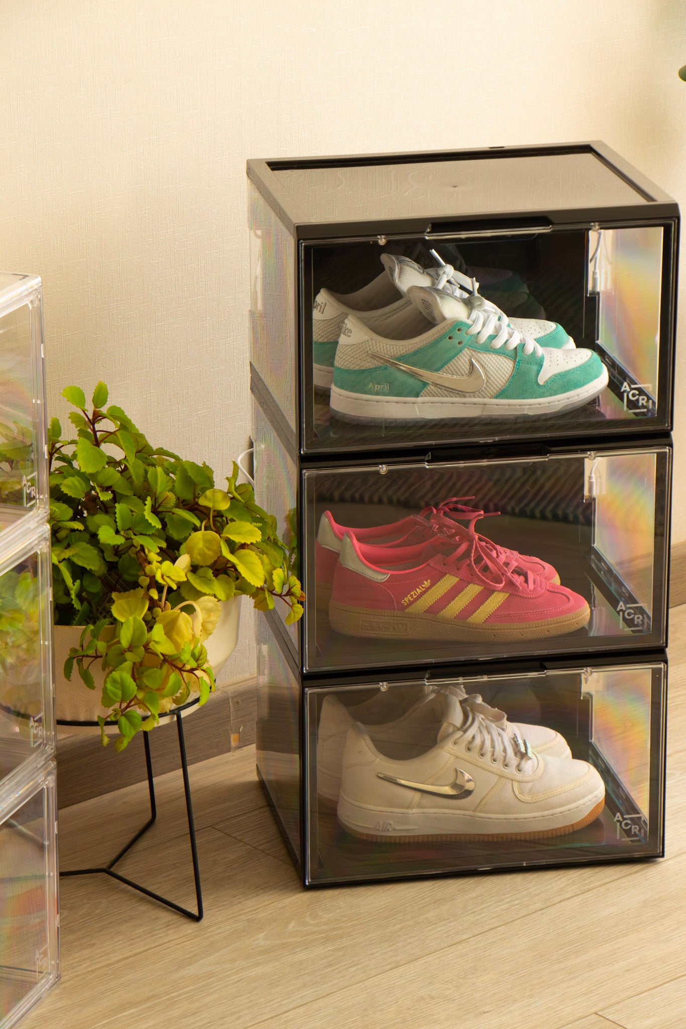 Caja Organizadora de Zapatos LED – Sneaker Box Acrílica con Control por Voz x2