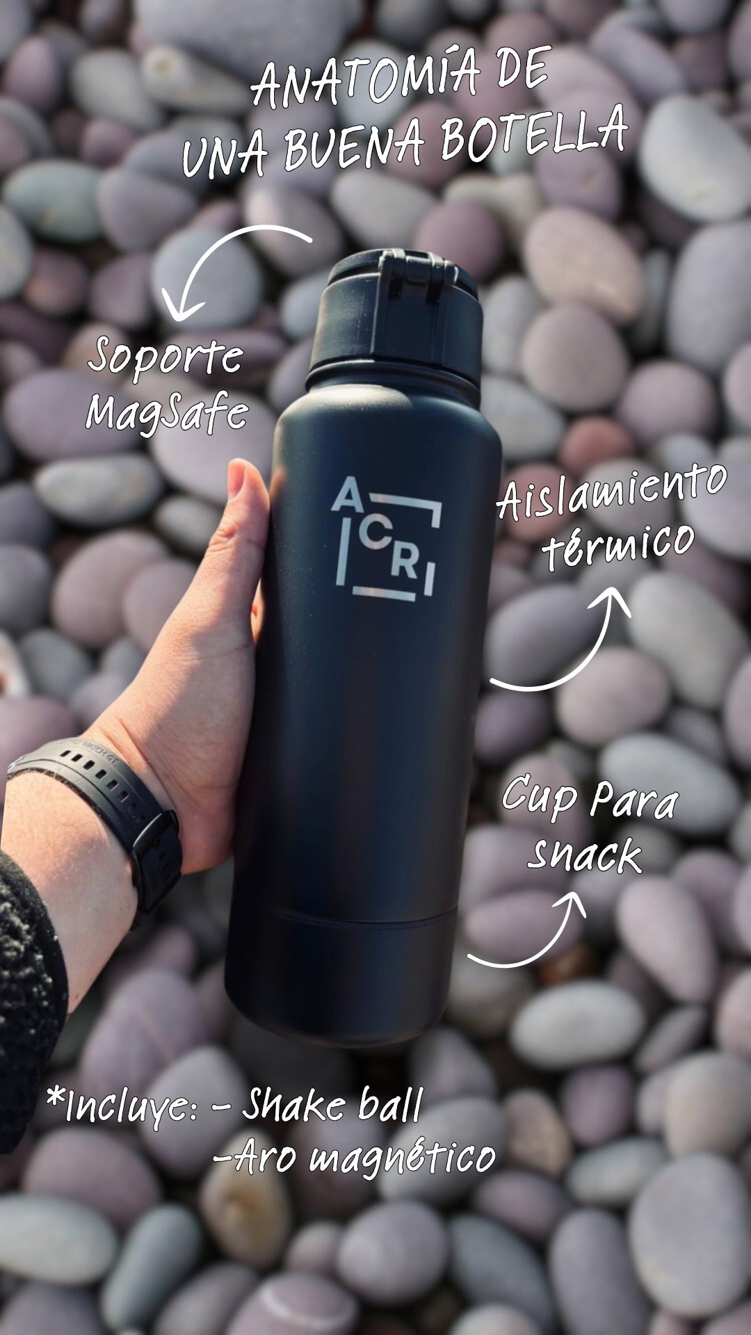 Botella Magsafe ACRI 3 en 1 – Térmica, Shaker y Soporte de Celular