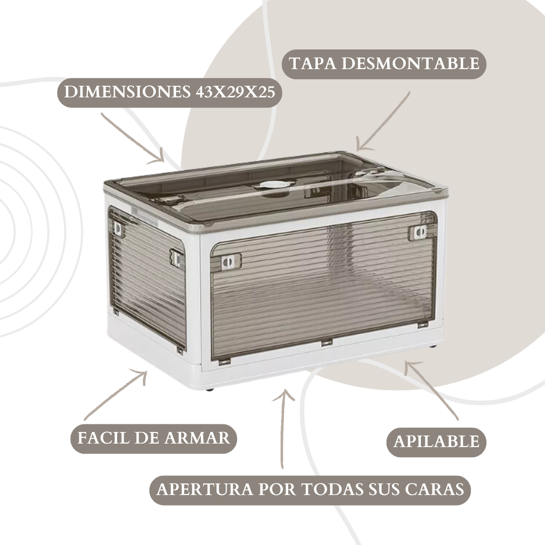 Caja Organizadora Plegable y Apilable con Ruedas – Tamaño S