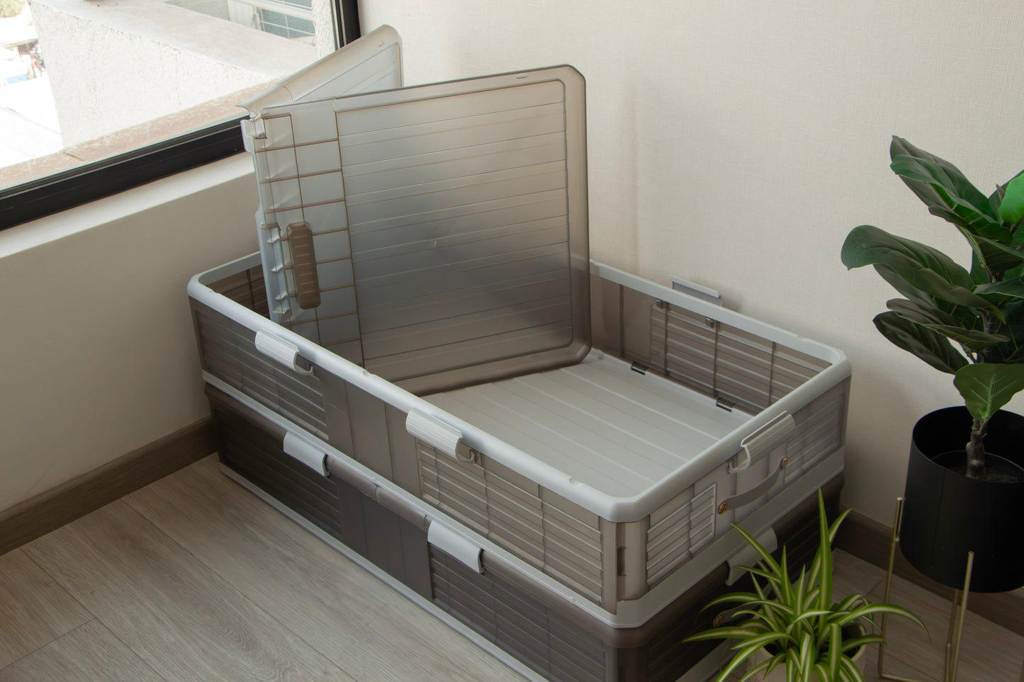 Caja Organizadora Bajo Cama Plegable con Ruedas - Apilable y Multiuso