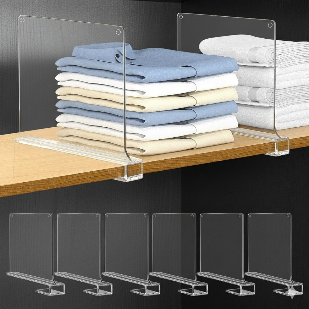 Separadores Acrílicos para Repisas (Pack 6) – Organizadores Transparentes 27×19 cm