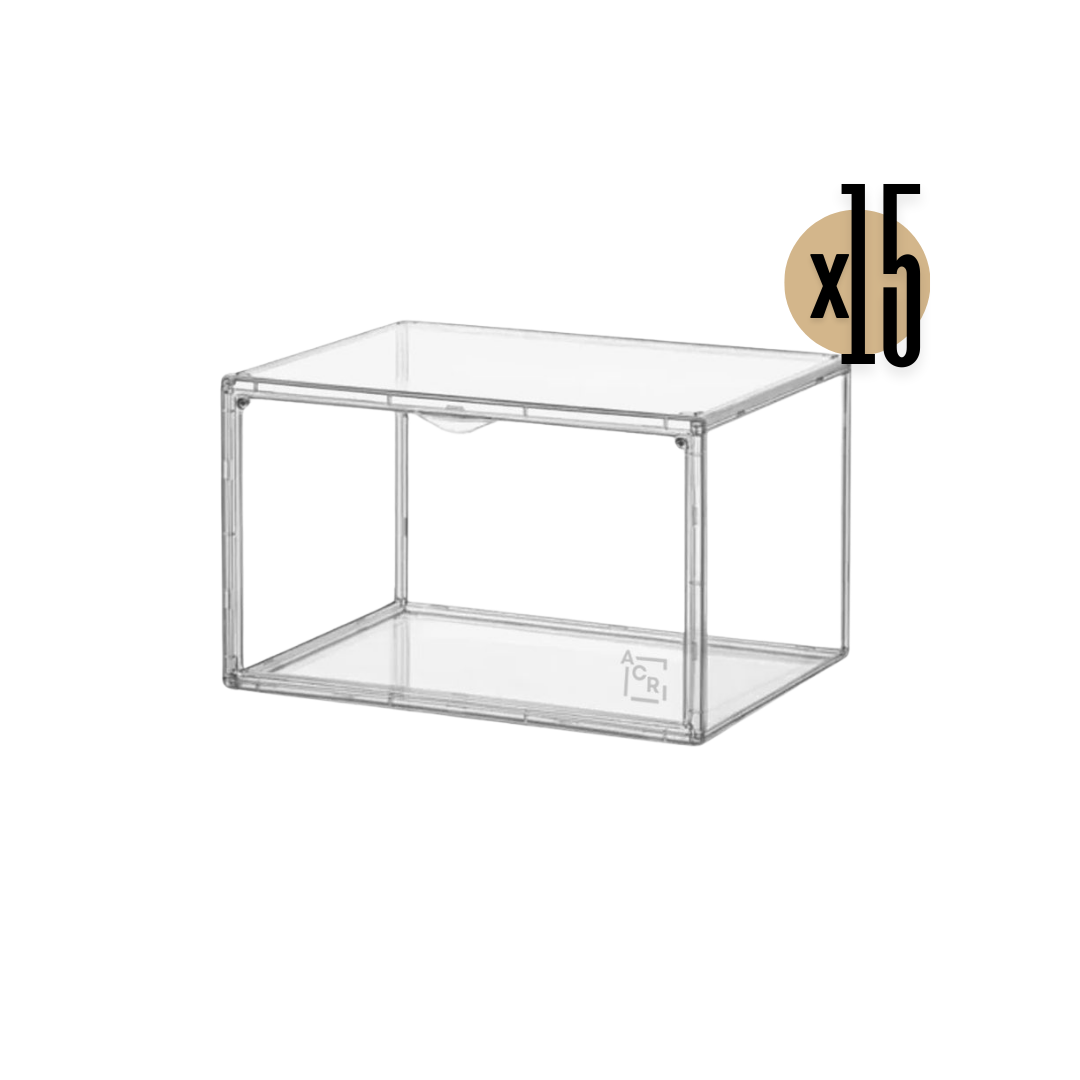Pack 15 cajas organizadoras de zapatos y zapatillas transparentes apilables